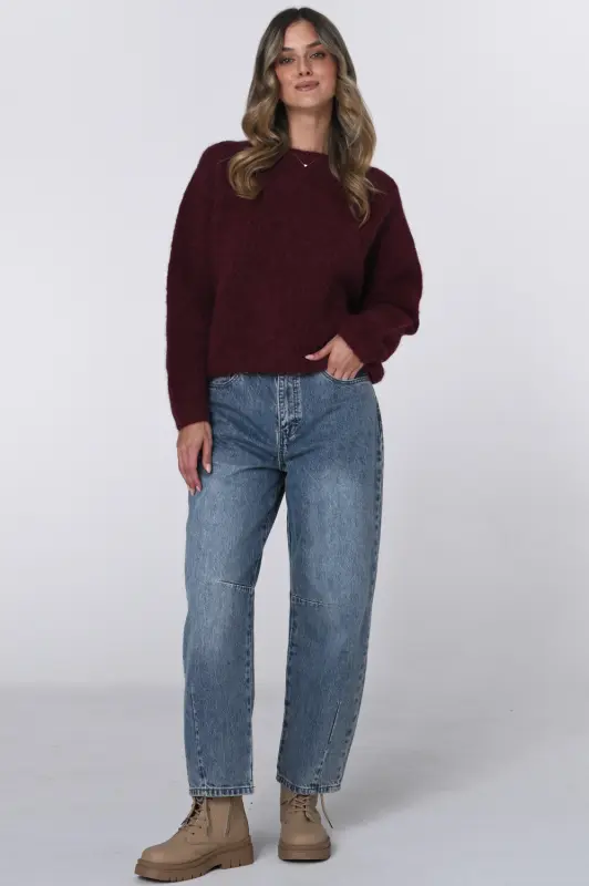 Jeansy NELA barrel leg – niebieskie
