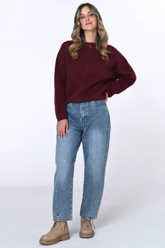 Jeansy NELA barrel leg – niebieskie