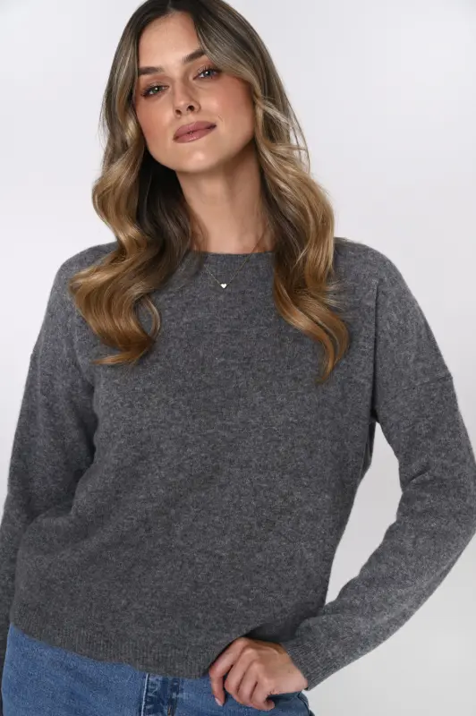 Sweter MILA 100% wełna merino – szary