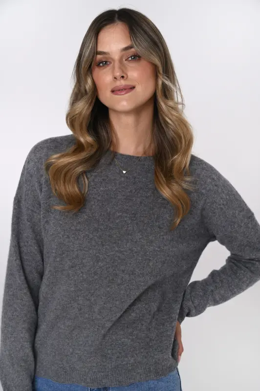 Sweter MILA 100% wełna merino – szary