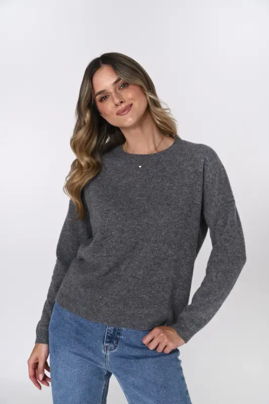 Sweter MILA 100% wełna merino – szary