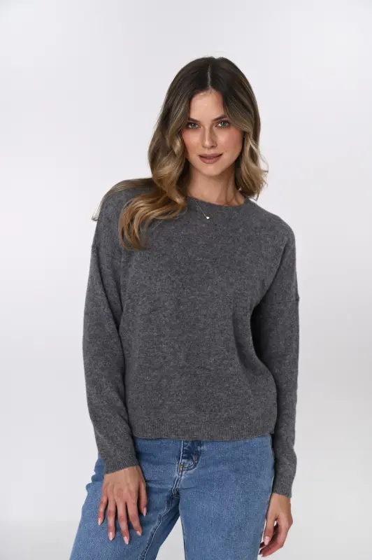 Sweter MILA 100% wełna merino – szary