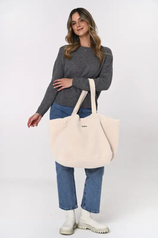 Sweter MILA 100% wełna merino – szary