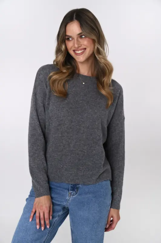 Sweter MILA 100% wełna merino – szary