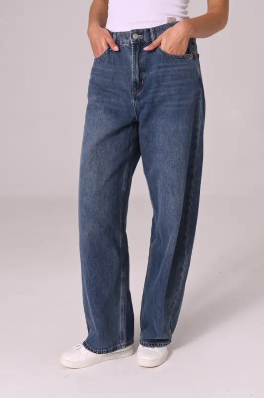Jeansy MAYA wide leg z wysokim stanem – niebieskie