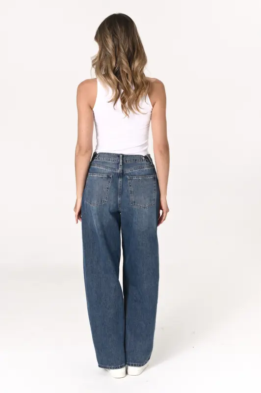 Jeansy MAYA wide leg z wysokim stanem – niebieskie