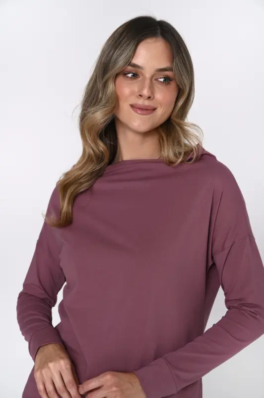BLUZKA NECK - ciemny wrzos