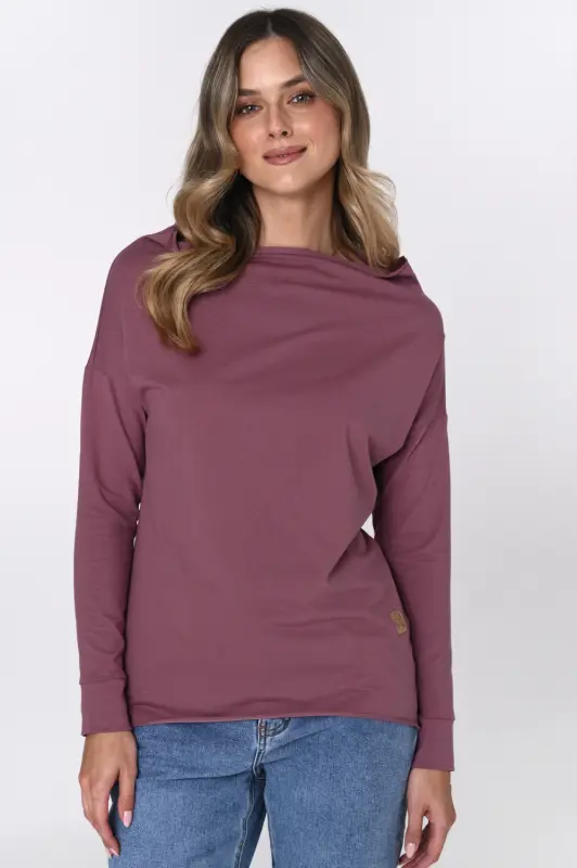 BLUZKA NECK - ciemny wrzos