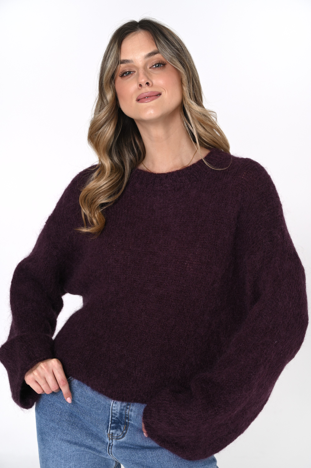 Wełniany sweter LIVIA – śliwka