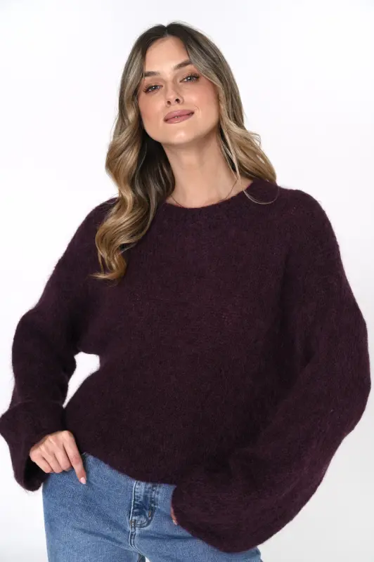 Wełniany sweter LIVIA – śliwka