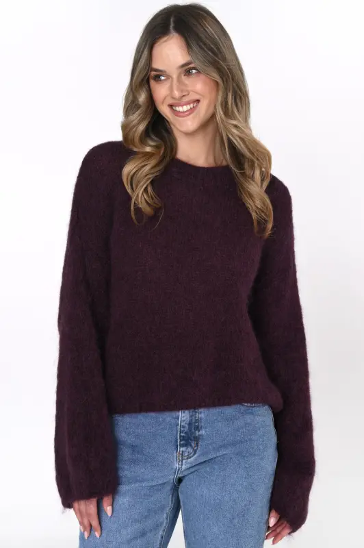 Wełniany sweter LIVIA – śliwka