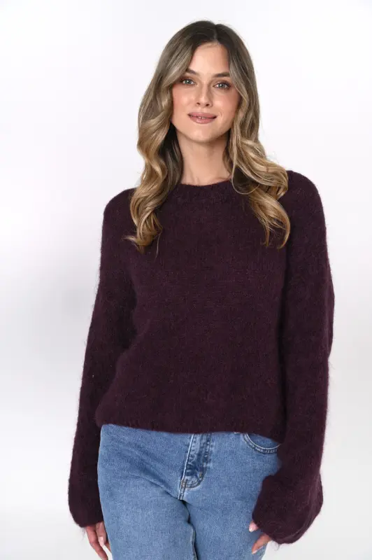 Wełniany sweter LIVIA – śliwka