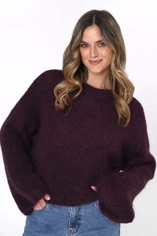 Wełniany sweter LIVIA – śliwka