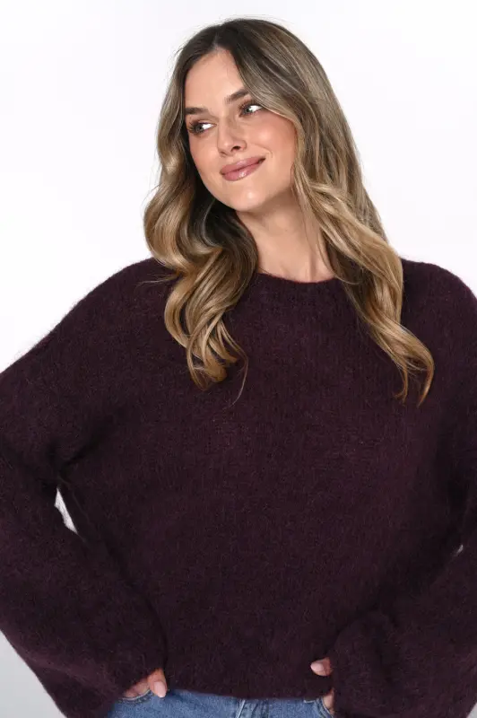 Wełniany sweter LIVIA – śliwka